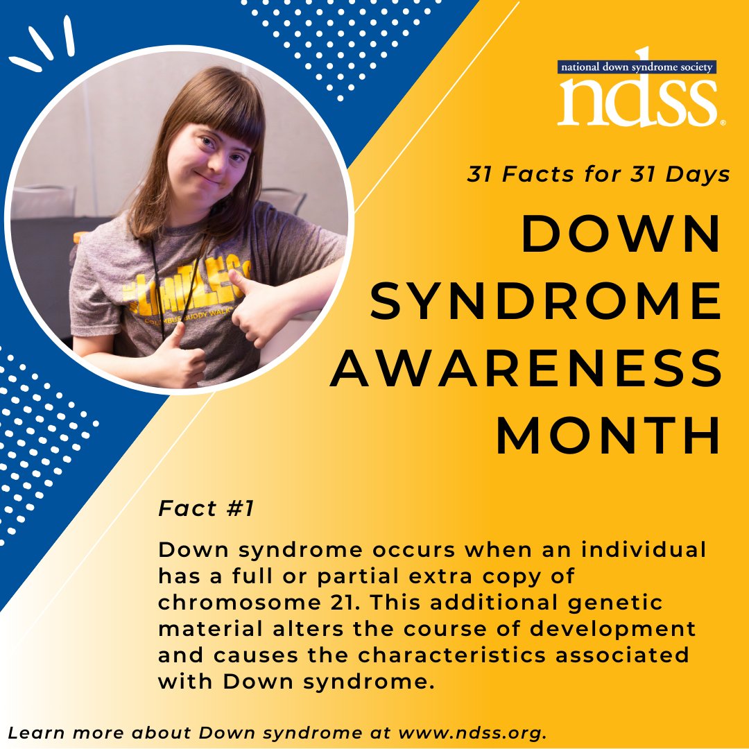 Happy #DownSyndromeAwarenessMonth! While we celebrate and empower individuals with Down syndrome and their families year round, this month is an opportunity to educate our communities and recommit ourselves to our advocacy work. Get involved at  ndss.org/down-syndrome-… #DSAM