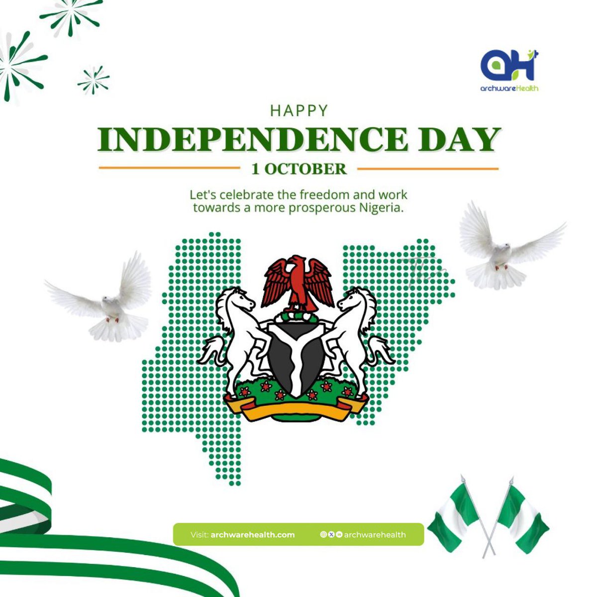 ArchwareHealth's tweet photo. Happy Independence Day, Nigeria!

Health is the foundation of a strong and prosperous nation, and we are dedicated to empowering healthcare providers with innovative solutions that ensure a healthier future for every citizen.

#NigeriaAt64 #HealthForAll https://t.co/Qbgn723YnE