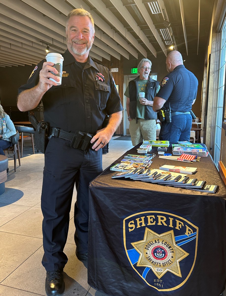 dcsheriff's tweet photo. Got plans tomorrow morning? If not, you do now! Join us at Ziggi's Coffee in Castle Pines for #NationalCoffeewithaCopDay. Some of #DCSOs finest will be there, sipping on a cup of joe, just waiting to talk to you. We will be there from 8:00 - 10:00 a.m., 7298 Lagae Rd, Castle Pines.