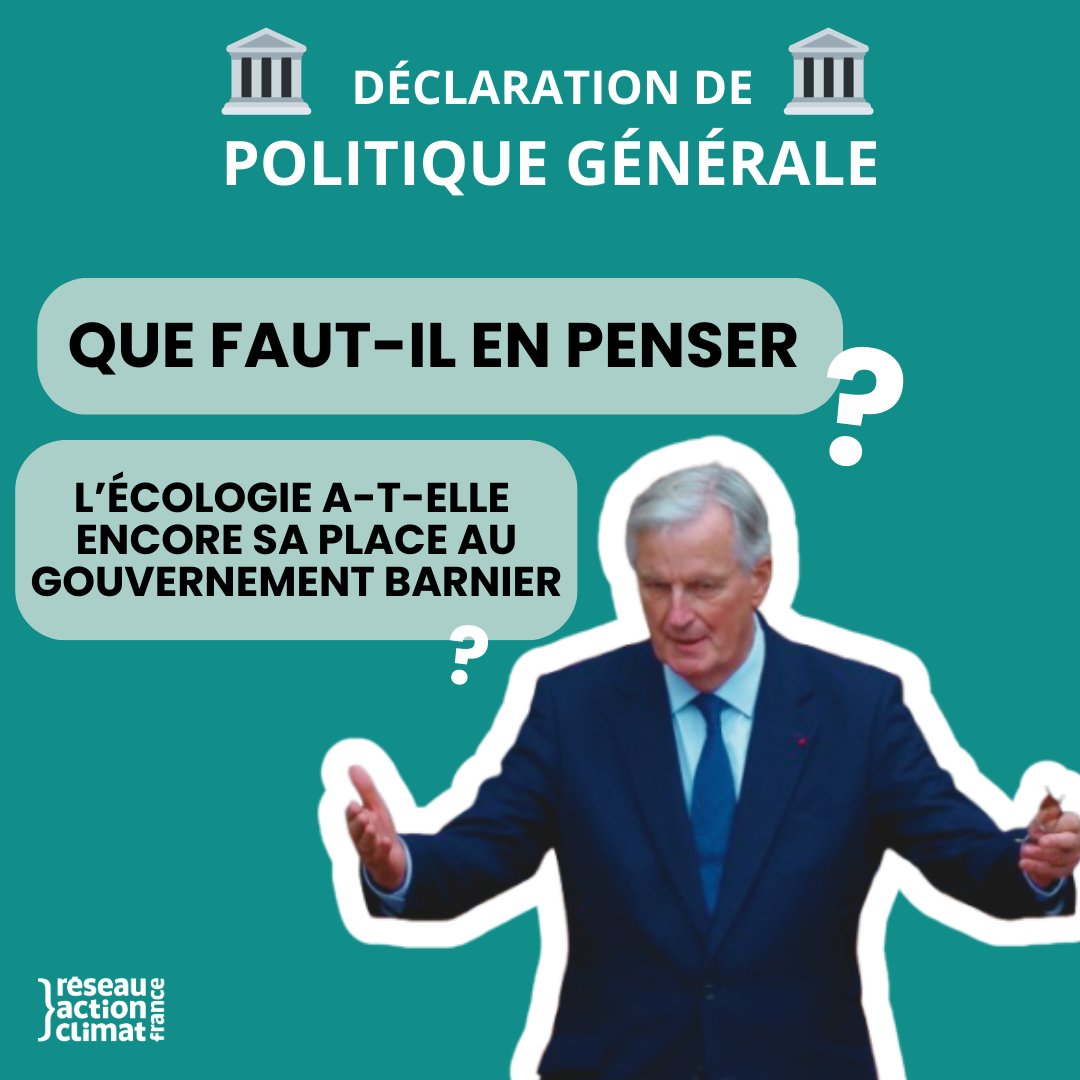 RACFrance's tweet photo. Une déclaration de politique générale toute en contradictions sur l’écologie : le Réseau Action Climat réagit aux premières annonces de Michel Barnier. 🧵(1/14) https://t.co/br2IvcZSi7
