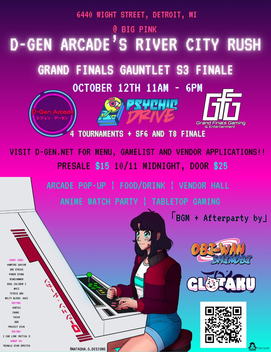 DGen_Arcade's tweet image. SIGN UP FOR PRESALE NOW!
BECOME A VENDOR LINKS BELOW
11 Days until DGEN River City Rush popup arcade in Detroit. 
We'll be putting on a scaled down version of what we want to bring to Detroit. You won't want to miss out!