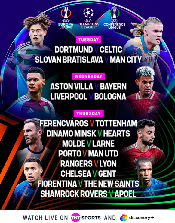 footieonTV's tweet photo. A big European week across TNT Sports
☕️https://t.co/ylwH8QKxzv https://t.co/qnvMN3UVyE
