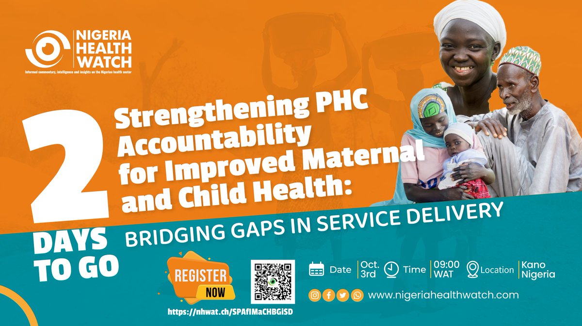 2 Days to Go🚀

The 2024 Primary Healthcare Policy Dialogue is almost here! 

Get ready to engage with key stakeholders as we discuss how to bridge gaps in PHC service delivery for improved maternal and child health in Nigeria.

🗓️ Date: 3rd October 2024
📍 Venue: Kano State
🔗