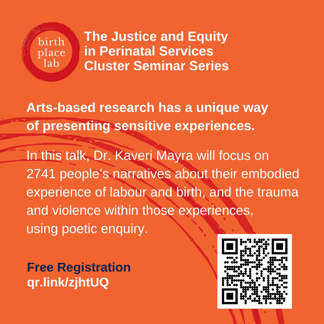 Birth Place Lab (@birthplacelab) on Twitter photo Today! - Join <a href="/BirthPlaceLab/">Birth Place Lab</a> in welcoming Dr. Kaveri Mayra (<a href="/kaveri_mayra/">Kaveri Mayra</a>) on Oct 1, 2024, at 11 AM PST Where she'll share insights from 2,741 birth stories, using poetic inquiry to explore trauma and violence
✅ Register now at: ubc.zoom.us/meeting/regist…
#JEPS #SeminarSeries Today! - Join <a href="/BirthPlaceLab/">Birth Place Lab</a> in welcoming Dr. Kaveri Mayra (<a href="/kaveri_mayra/">Kaveri Mayra</a>) on Oct 1, 2024, at 11 AM PST Where she'll share insights from 2,741 birth stories, using poetic inquiry to explore trauma and violence
✅ Register now at: ubc.zoom.us/meeting/regist…
#JEPS #SeminarSeries