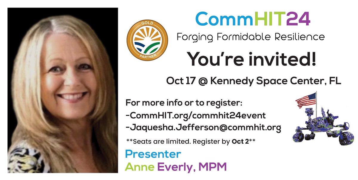 CommHIT's tweet image. Come join the #CommHIT24 Workforce Resilience Fireside Chat with #AnneEverly and Melissa Byers. 

Registration closes in just 8 days! Register today commhit.org/commhit24event/.