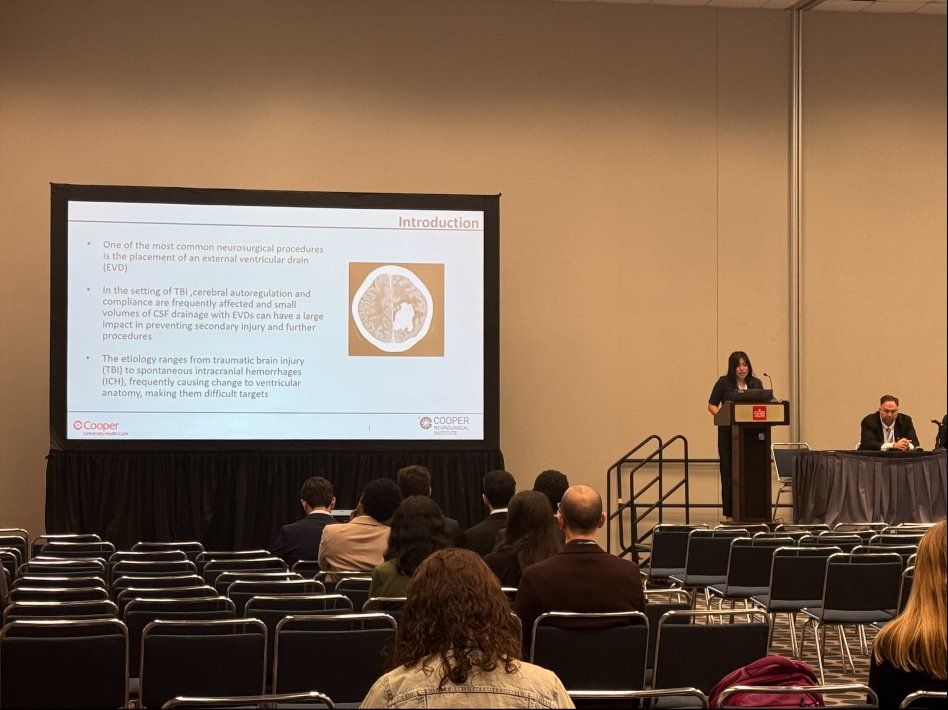 CooperNeuroSurg (@cooperneurosurg) on Twitter photo Thrilled to be at #2024CNS with resident Iris Charcos (PGY-4) presenting on EM image-guidance for bedside EVD placement, alongside <a href="/ManishaKoneru/">Manisha Koneru, MD</a> and Dr. Corey Mossop. Thanks to <a href="/GodilSaniya/">Saniya Godil</a> and <a href="/CooperNsxRes/">Cooper Neurosurgery Residency</a> for the support! Excited to connect with our neurosurgical colleagues! Thrilled to be at #2024CNS with resident Iris Charcos (PGY-4) presenting on EM image-guidance for bedside EVD placement, alongside <a href="/ManishaKoneru/">Manisha Koneru, MD</a> and Dr. Corey Mossop. Thanks to <a href="/GodilSaniya/">Saniya Godil</a> and <a href="/CooperNsxRes/">Cooper Neurosurgery Residency</a> for the support! Excited to connect with our neurosurgical colleagues!