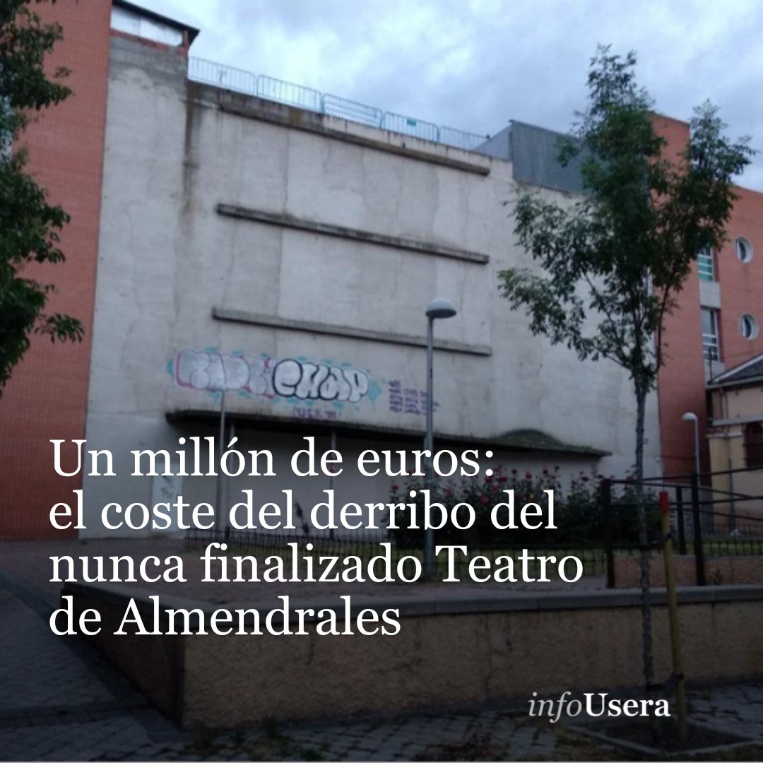InfoUsera's tweet image. Un millón de euros: el coste del derribo del nunca finalizado Teatro de Almendrales 🏗️

📲 Lee la noticia completa: madridciudad.es/2024/10/01/un-…