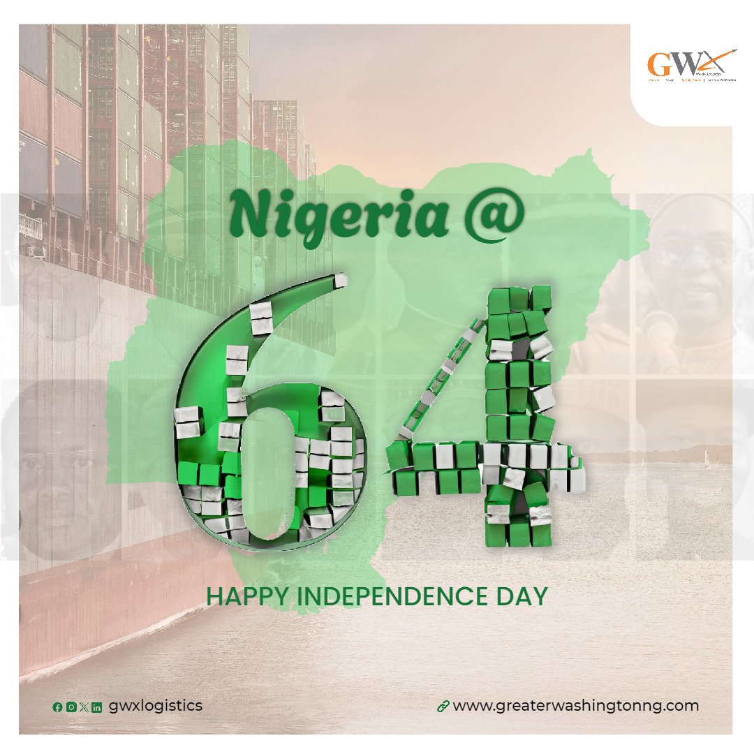🇳🇬 Today we celebrate the strength, resilience, and unity of a nation rich in culture and potential. 

Here’s to Nigeria’s journey, progress, and unshakable spirit! 💪🏽🇳🇬🇳🇬

#IndependenceDay #UnityInDiversity #NigeriaAt64 #IndependenceDay #TogetherWeRise #GWXCelebrates