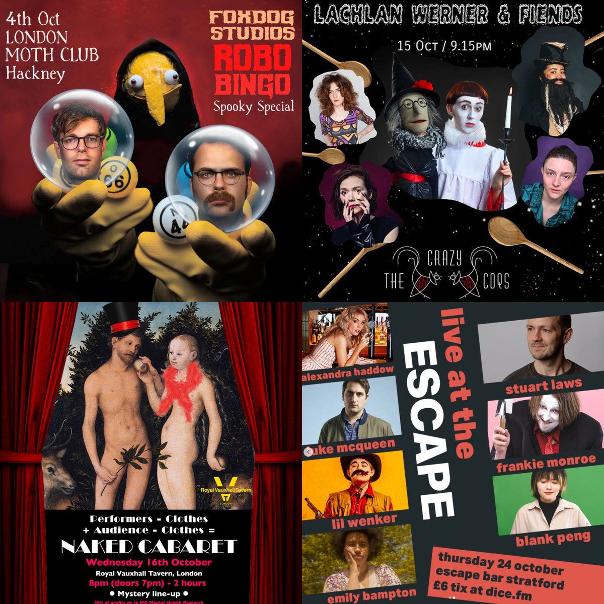 Playface (@playfacecomedy) on Twitter photo Shows we’re going to that we’ve heard good things about:
👉 4th Oct <a href="/foxdogstudios/">Foxdog Studios</a>
👉 15th Oct <a href="/LachyWerner/">Lachy Werner 🥄</a> & friends
👉 16th Oct Naked Cabaret
👉 24th Oct Live at the Escape
Join our whatsapp community to hear more recs
chat.whatsapp.com/CVHbzR1fU0wLcl… Shows we’re going to that we’ve heard good things about:
👉 4th Oct <a href="/foxdogstudios/">Foxdog Studios</a>
👉 15th Oct <a href="/LachyWerner/">Lachy Werner 🥄</a> & friends
👉 16th Oct Naked Cabaret
👉 24th Oct Live at the Escape
Join our whatsapp community to hear more recs
chat.whatsapp.com/CVHbzR1fU0wLcl…
