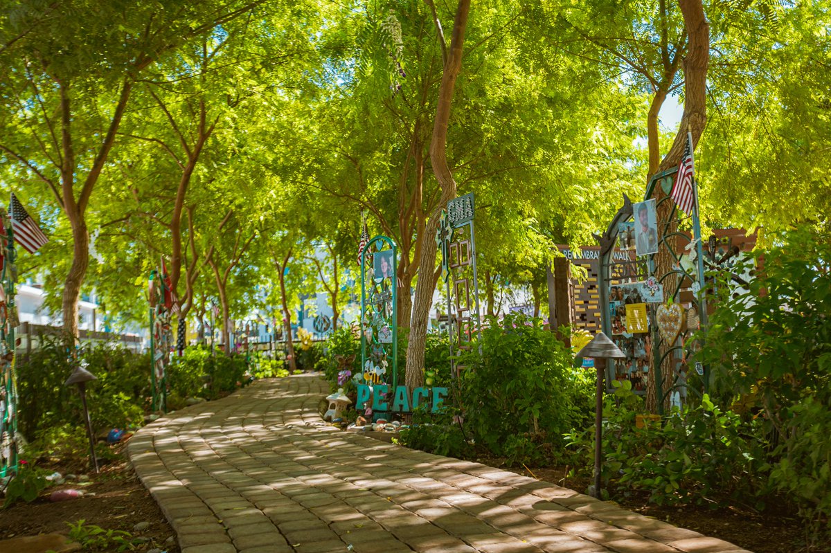Today, we remember those we lost on #1October. 

The Las Vegas Community Healing Garden is home to 58 memorial trees, a central Tree of Life &amp; many mementos from memories of the people who were lost on that tragic day: youtu.be/t82WRgjOOrE