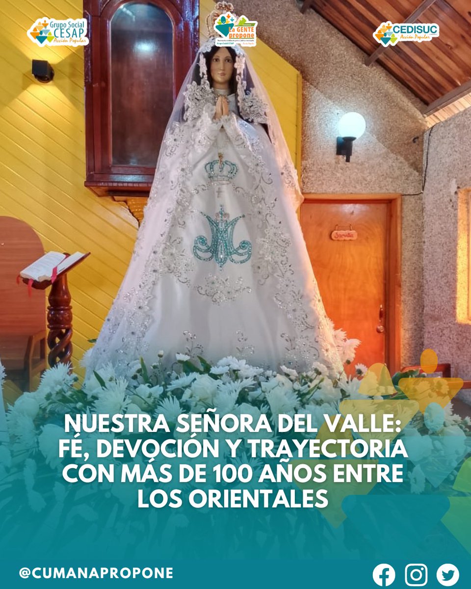 cumanapropone's tweet photo. #01Oct | Este año se cumplieron 100 años de fundación de la parroquia Nuestra Señora del Valle, de la ciudad de Cumaná.

La misa fue presidida por Monseñor Jesús González de Zárate, quien afirmó que la Virgen del Valle es un signo de identidad Cristina. 

#Cumaná #Sucre https://t.co/jvNS8brz6J