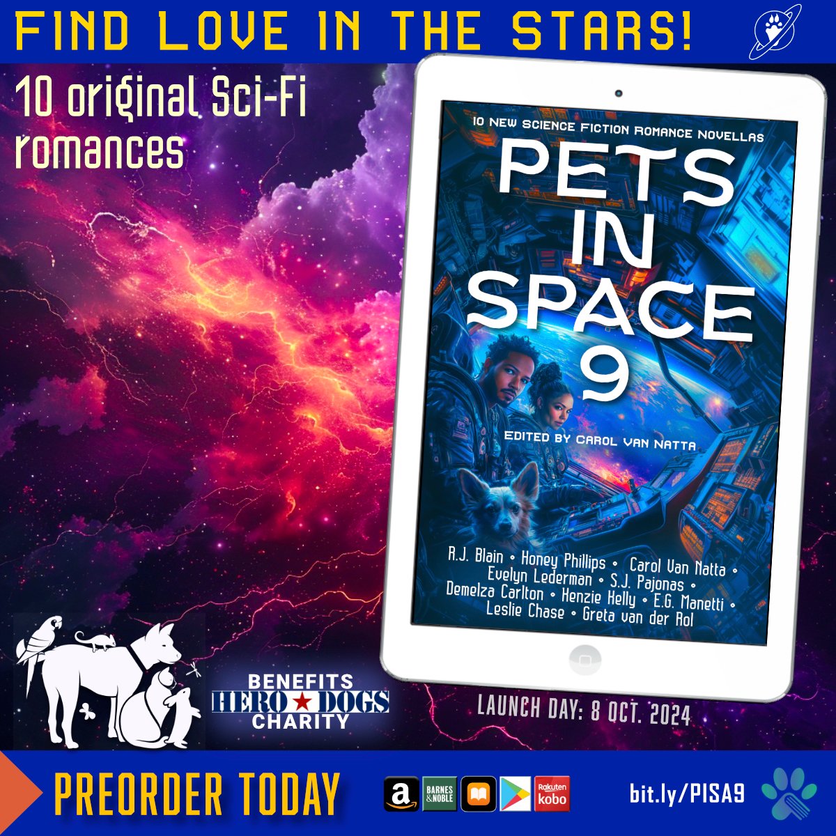 egmanetti's tweet photo. ONLY 1 MORE WEEK!
ππ Explore the cosmos where epic romances and brave pets lead the way in Pets in Space 9, a captivating anthology of love and adventure. πΎπ
https://t.co/usjTVZNjKG
#PetsInSpace #scifiromance #scifibooks #lovingdangerously https://t.co/DbBgZ4QyKe
