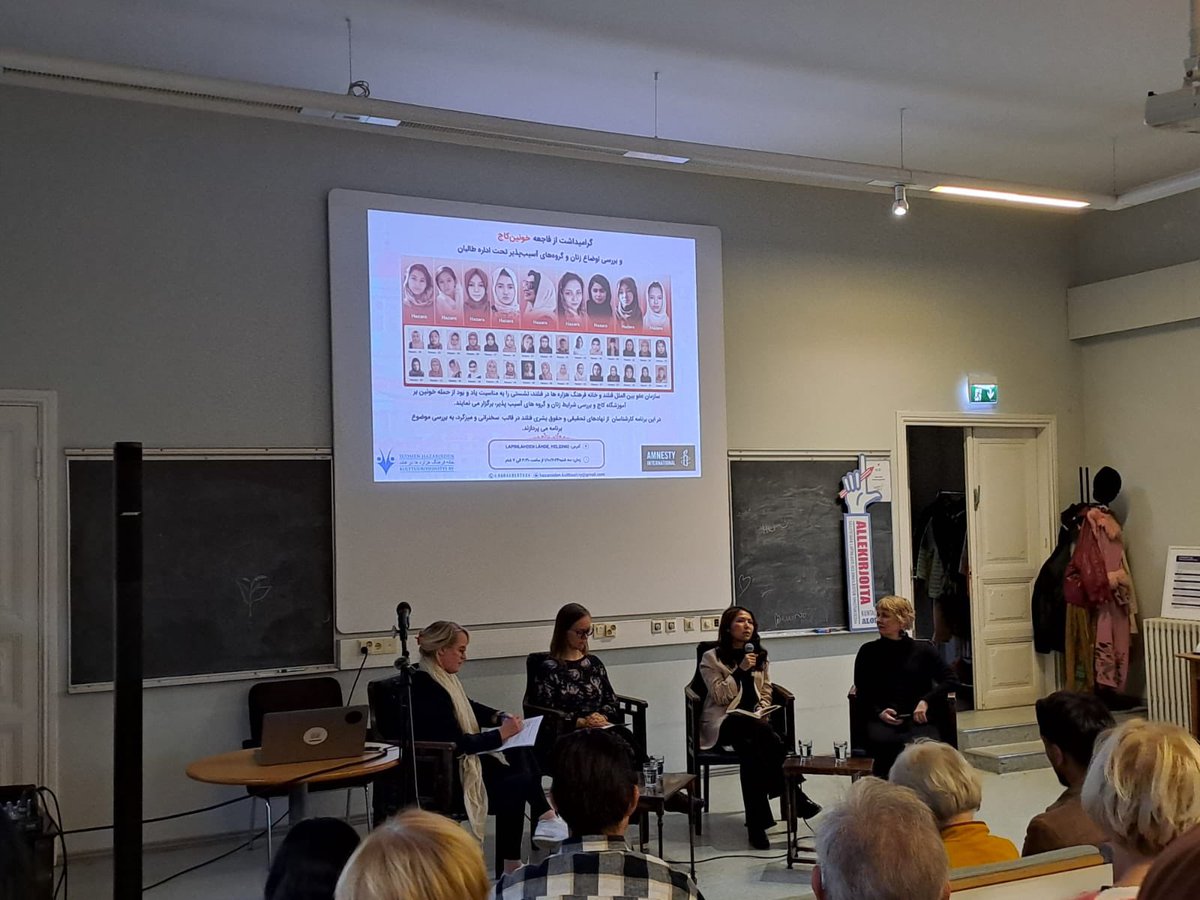 Satu McLaughlin (@satumclaughlin) on Twitter photo “Women have been erased through gender apartheid. We are no one” a message from Afghan women, serves as a strong reminder to us all about the reality of women in Afghanistan. Thank you Suomen Hazaroiden Kulttuuriyhdistys ry and <a href="/amnestyfinland/">Amnesty Finland</a> for the important event. “Women have been erased through gender apartheid. We are no one” a message from Afghan women, serves as a strong reminder to us all about the reality of women in Afghanistan. Thank you Suomen Hazaroiden Kulttuuriyhdistys ry and <a href="/amnestyfinland/">Amnesty Finland</a> for the important event.