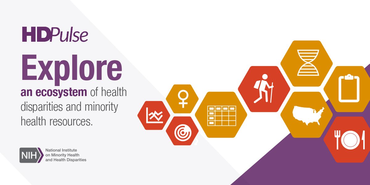 NIMHD's tweet image. HDPulse is a comprehensive resource that provides national-, state-, county-, and territory-level #MinorityHealth and #HealthDisparities data and evidence-based interventions and materials for supporting interventions in your communities. Explore #HDPulse. bit.ly/3ASpHgX