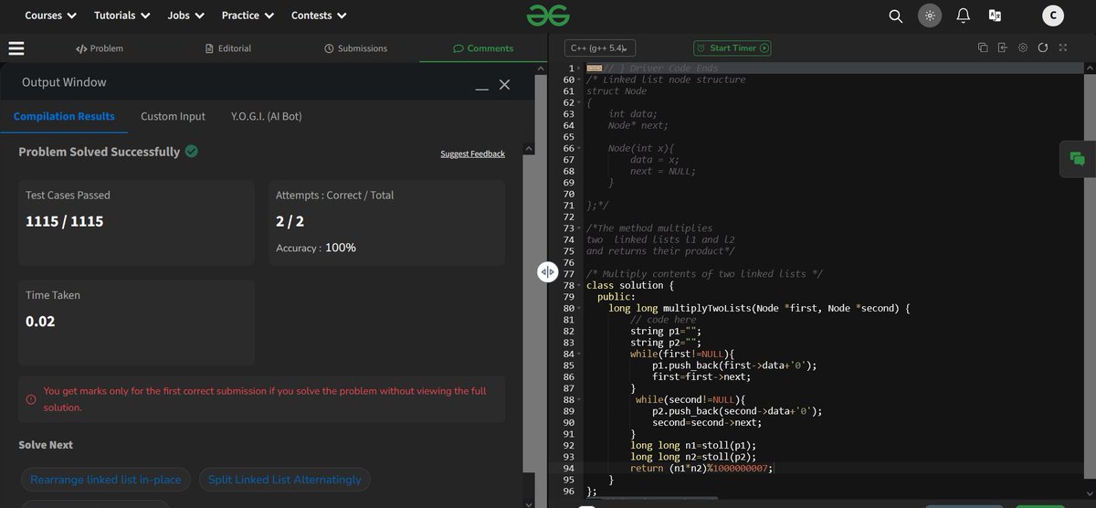 codewithme208's tweet image. 🚀 Day 21 of #GeekStreak2024! What an exhilarating ride! Solving problems daily has sharpened my skills and boosted my confidence. Grateful to @geeksforgeeks and @DeutscheBank for the support! 💪 #codingchallenge