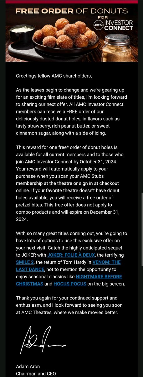 SalMemeLord's tweet image. Free donuts at AMC. 👀