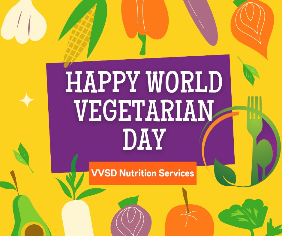 Today we’re celebrating the power of plants in our school cafeterias! Did you know that #VVSDNutritionServices offers a vegetarian option at all locations EVERY day? Come by today and try something new!