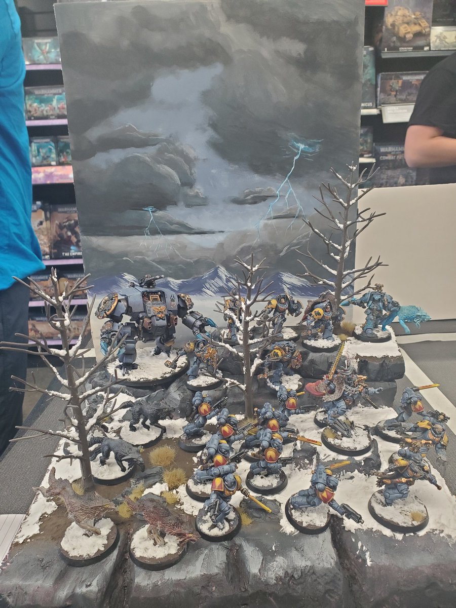 RuneEyeOka's tweet photo. Did #Armiesonparade again this year at my local #warhammer store. Finally submitted my #spacewolves this year along with a display board got third in both individual and display. https://t.co/im0sW4xL4H