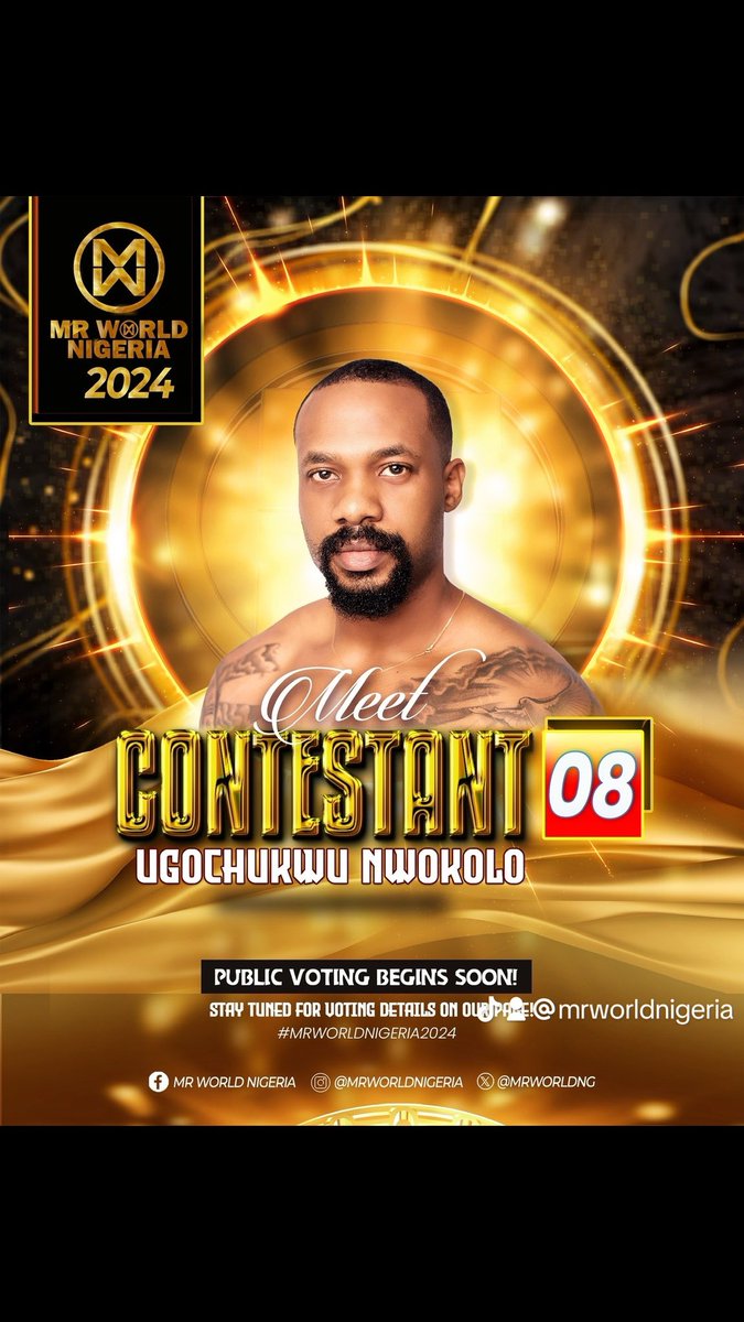 mrworldng's tweet photo. Meet Meet Ugochukwu Nwokolo (@ugo__nwokolo) Contestant No. 8 for Mr. World Nigeria 2024! π³π¬π₯
Only 10 will make it to the finals, and YOU get to decide! Voting opens soon. Stay tuned and vote for your favorite! π
#MrWorldNigeria #MrWorldNigeria2024 #Contestant1 #Final10 https://t.co/eRNcDwyAWY