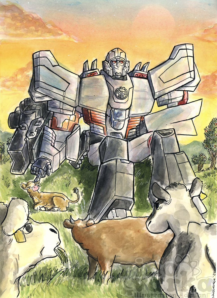 Megatron taking rest after a long day, with a new friend of sorts #transformers #earthspark