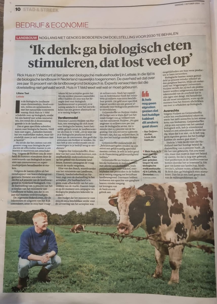 🍀Oud-Warmonderhofstudent Rick Huis in ’t Veld werd na zijn afstuderen melkveehouder en weet wel wat er moet gebeuren om de biolandbouw met 15 procent te vergroten. “Stimuleer de vraag van de consument.” ap.lc/wmVIH

#toekomstlandbouw #warmonderhof