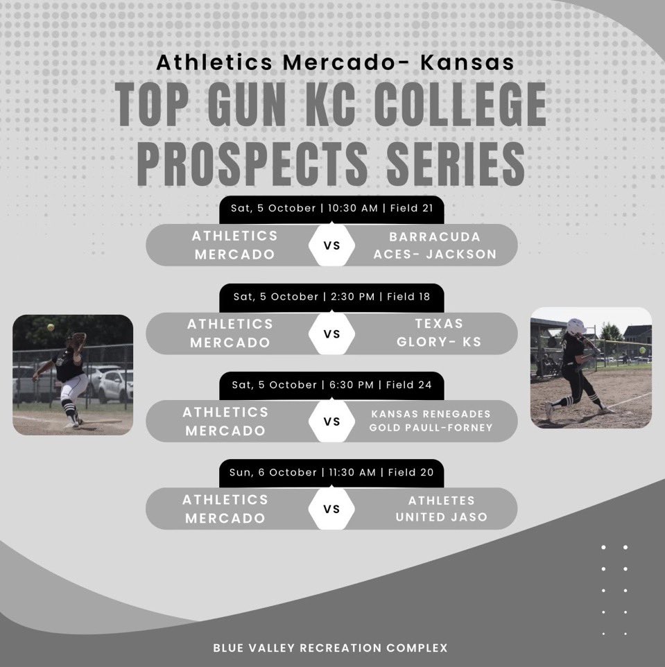 Here’s our schedule for this weekend! <a href="/AMercadoKansas/">Athletics Mercado - Kansas</a>