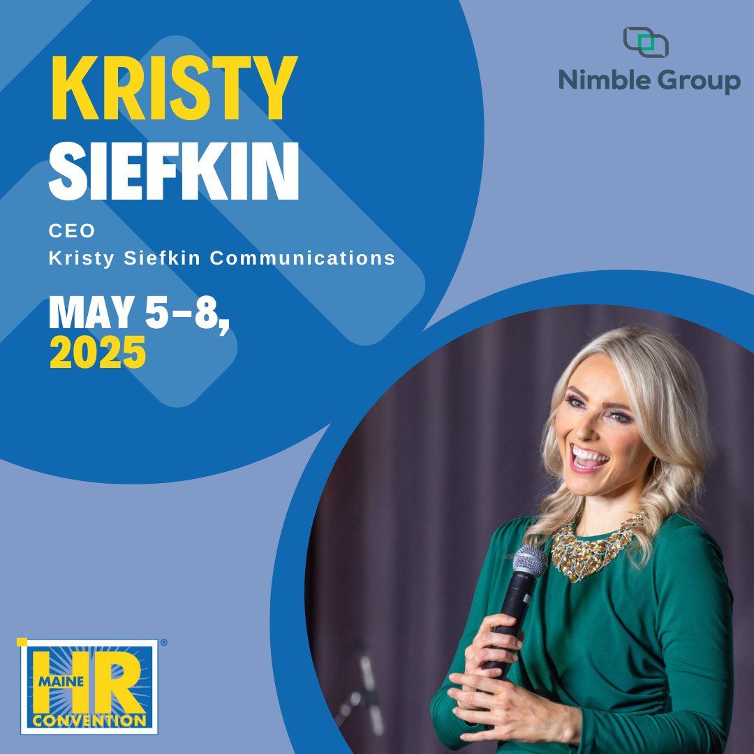 Nimble Group, LLC. (@nimblegroupllc) on Twitter photo KEYNOTE ANNOUNCEMENT - We are so excited to have <a href="/KristySiefkin/">Kristy Siefkin</a> taking the keynote stage in May for the 30th Annual Maine HR Convention. We are looking forward to seeing her bring enthusiastic energy to the main stage.
Learn more about Kristy kristysiefkin.com. #MEHRC25 KEYNOTE ANNOUNCEMENT - We are so excited to have <a href="/KristySiefkin/">Kristy Siefkin</a> taking the keynote stage in May for the 30th Annual Maine HR Convention. We are looking forward to seeing her bring enthusiastic energy to the main stage.
Learn more about Kristy kristysiefkin.com. #MEHRC25