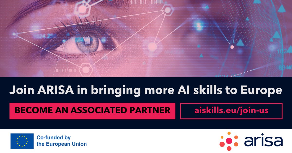 Join ARISA as an Associated Partner!  
📖 Step 1: Explore the work strands and define your level of involvement. 
📝 Step 2: Fill out the online form and wait to hear from ARISA. 
Apply now: aiskills.eu/join-us/ 

#AI #ArtificialIntelligence #AIskills #AIskills4all
