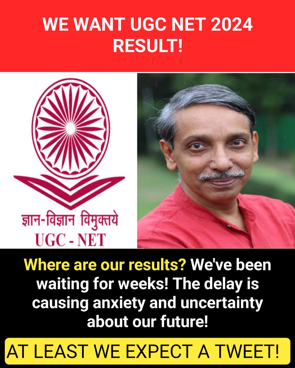 RaghvendrA2Y's tweet image. First, a cancellation of UGC NET June 2024 due to leak in examination, now delays in re-exam results. @NTA_Exams and @mamidala90 are failing students!
 @dpradhanbjp and @narendramodi students need accountability! 
the entire govt is leak and fail …

#UGCNETResult2024…