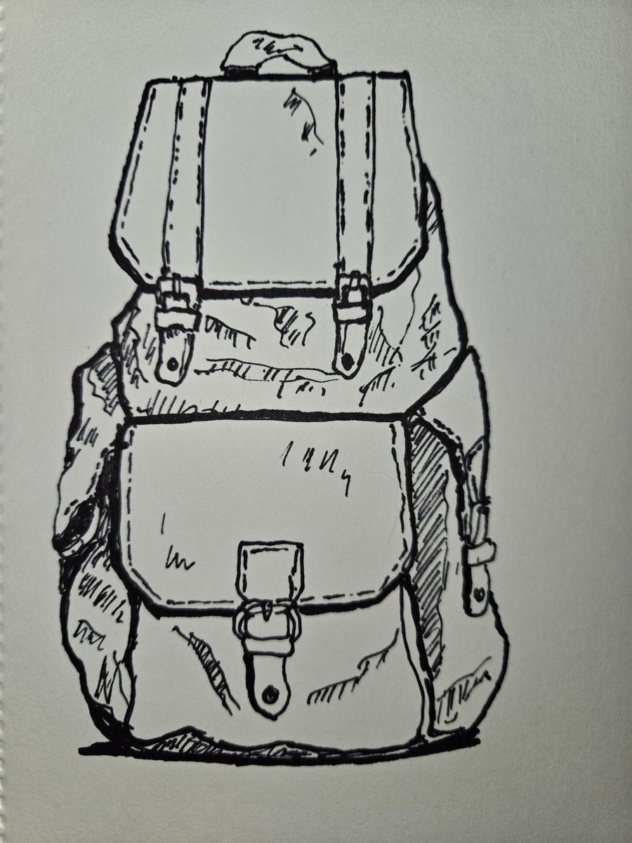 This year I've been developing my art skills.
So here's my day 1 #inktober #inktober2024 entry.
The prompt is "backpack", and so I drew a backpack.