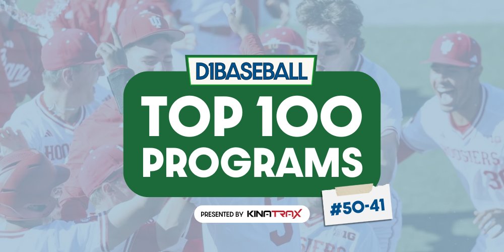 Kendall Rogers (@kendallrogers) on Twitter photo 🚨TOP 100 PROGRAM RANKINGS: 41-50🚨
Our countdown to No. 1 in <a href="/NCAABaseball/">NCAA Baseball</a> continues at <a href="/d1baseball/">D1Baseball</a> w/ in-depth look at Programs Nos 41-50.
41. <a href="/IndianaBase/">Indiana Baseball</a>
42. <a href="/TerpsBaseball/">Maryland Baseball</a>
43. <a href="/HuskerBaseball/">Nebraska Baseball</a>
44. <a href="/umichbaseball/">Michigan Baseball</a>
45. <a href="/ASU_Baseball/">Sun Devil Baseball</a>
READ MORE: d1baseball.com/analysis/2024-… 🚨TOP 100 PROGRAM RANKINGS: 41-50🚨
Our countdown to No. 1 in <a href="/NCAABaseball/">NCAA Baseball</a> continues at <a href="/d1baseball/">D1Baseball</a> w/ in-depth look at Programs Nos 41-50.
41. <a href="/IndianaBase/">Indiana Baseball</a>
42. <a href="/TerpsBaseball/">Maryland Baseball</a>
43. <a href="/HuskerBaseball/">Nebraska Baseball</a>
44. <a href="/umichbaseball/">Michigan Baseball</a>
45. <a href="/ASU_Baseball/">Sun Devil Baseball</a>
READ MORE: d1baseball.com/analysis/2024-…