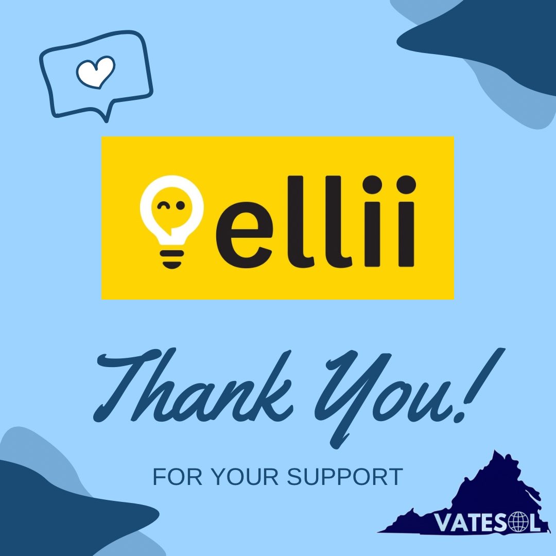 Today we’re thanking our GOLD sponsors for helping to make #VATESOL24 a success!

<a href="/ElliiLearning/">Ellii (formerly ESL Library)</a> provides tools for language teachers that go beyond the classroom, helping teachers and students reach their full potential! Check them out at ellii.com!