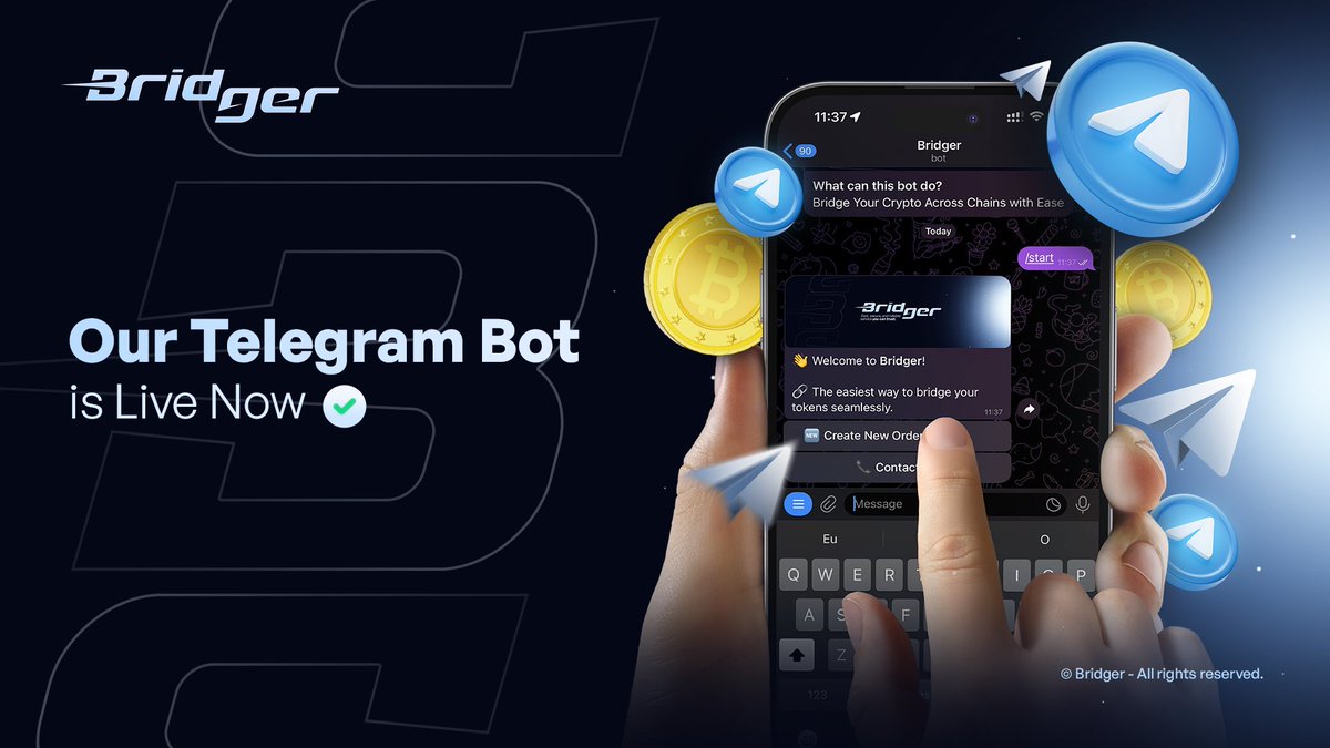 Existing news, our Telegram Main Bot is now live &amp; ready to bridge your funds securely and speedy. 
You can start bridging your funds with our Telegram Main Bot through the following link:

@BridgerFinanceBot

Our Telegram App offs more convenient solutions for our users.