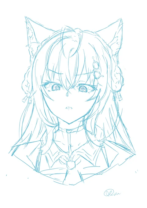 こんな感じの表情のホロメンの顔だけ描くシリーズをやろうと思っている 