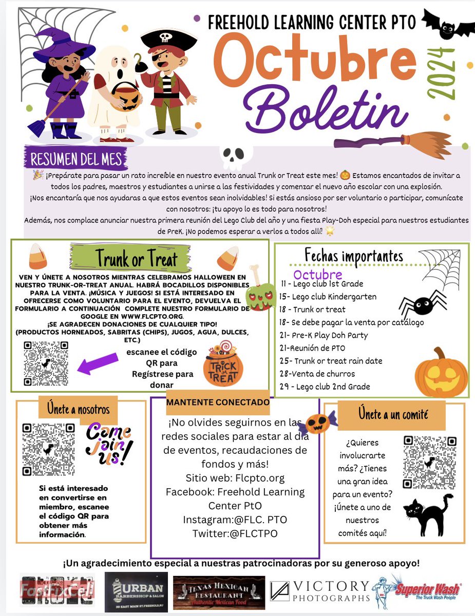 ¡¡Es temporada de MIEDO 👻!!
Aquí está nuestro boletín de OCTUBRE! 🎃
