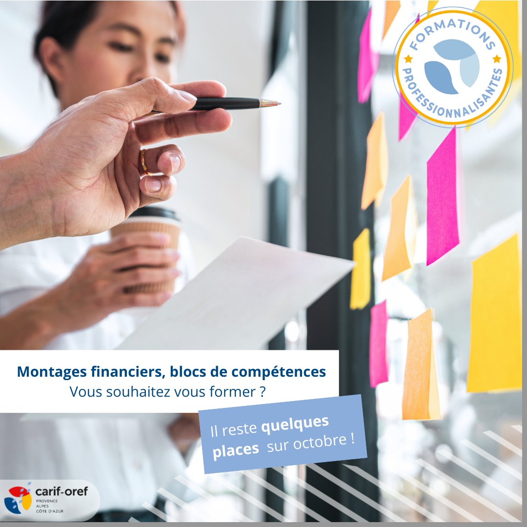 🗓 [Il reste quelques places] Réaliser les montages #financiers niveau 2 - Les 17/10 après-midi et 18/10 matin swll.to/fP1QxEY Construire des blocs de #compétences : aspects méthodologiques et formatifs - Les 17/10 après-midi et 18/10 matin swll.to/zvHR0J2