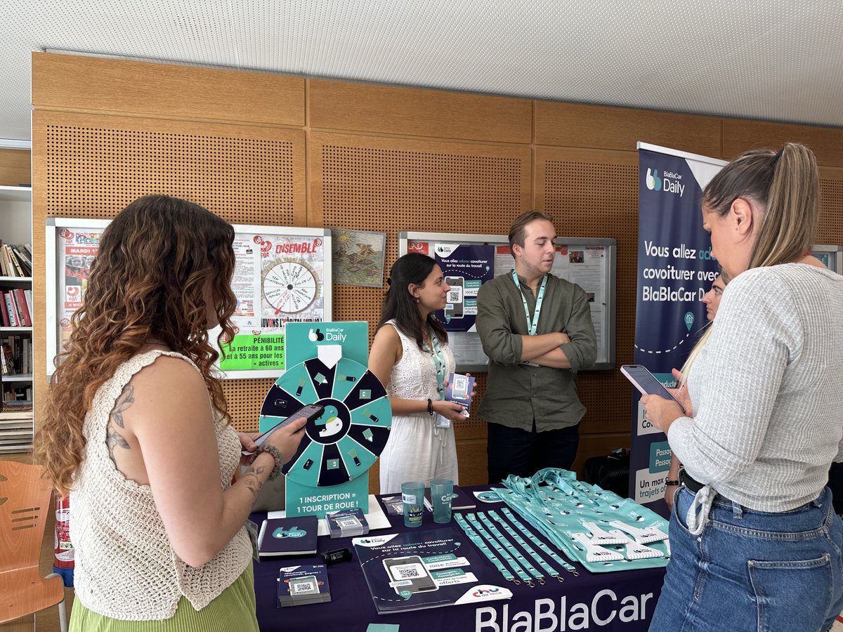 CHUdeNice's tweet image. [mobilité durable]

📷 Retour en images sur le stand #blabla au CHU de Nice

Grâce au nouveau partenariat du CHU avec #BlablaCar #Daily, les agents du CHUN  peuvent rejoindre une communauté de 50 000 #covoitureurs niçois.
@BlaBlaCar 
#RSE
