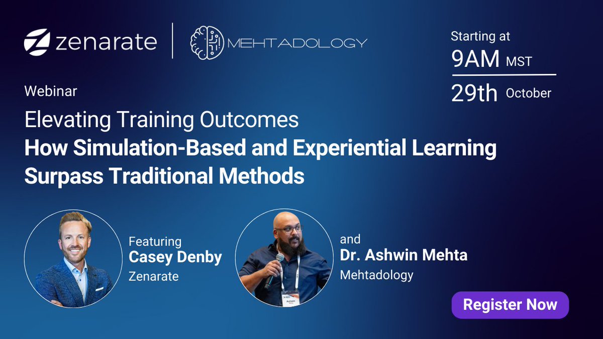 Join our upcoming webinar with Dr. Ashwin Mehta, and Casey Denby, to discover how experiential learning drives higher retention, faster skill acquisition, and real-world success.

👉 Register today.
hubs.la/Q02QCpVC0

#LearningAndDevelopment #SimulationLearning