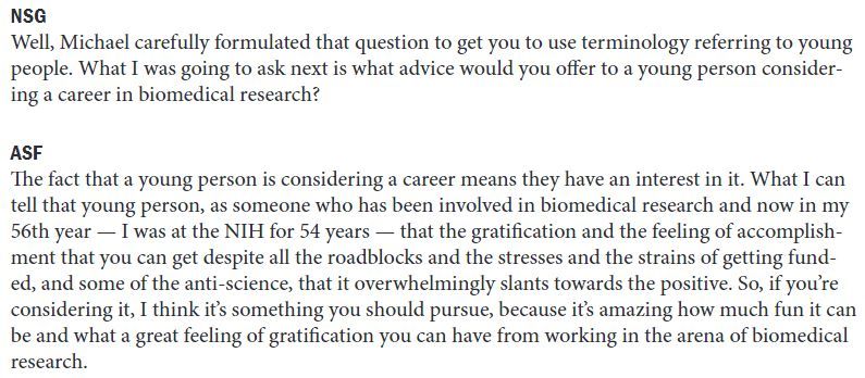 paijournal's tweet image. Dr. Anthony Fauci shares advice for young scientists in this recent interview with Pathogens and Immunity senior editors Dr. Michael Lederman and Dr. Neil Greenspan. Watch the full interview: buff.ly/47ExA5W