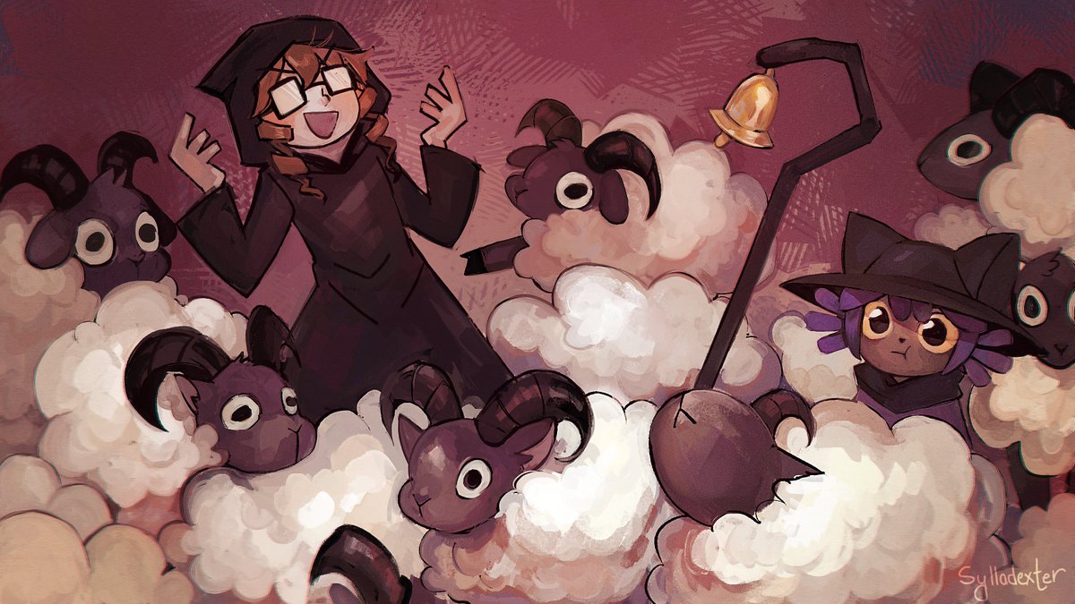 Sylladexter's tweet photo. I had the privilege of making official background art for Oneshot's switch release. I just now got around to posting it...

The second image with the shepherd was drawn by @nightmargin and painted by me! https://t.co/Lo0uFTdCdg