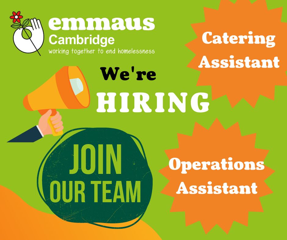 We're hiring for a Catering Assistant to work in our Coffee Shop and an Operations Assistant to help with the smooth running of our social enterprise (business) and community. For more details, visit: emmaus.org.uk/cambridge/abou…