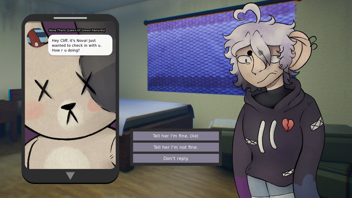 NorbezJones's tweet photo. The project I lead for #SpooktoberVNJam is out and available to play!
Cliff needs help before the monster gets out.  When an old friend comes back into his life, will he be able to trust her, before the beast breaks free?
Link to play in the replies!
#visualnovel #vnlink https://t.co/WllbCCMvsD