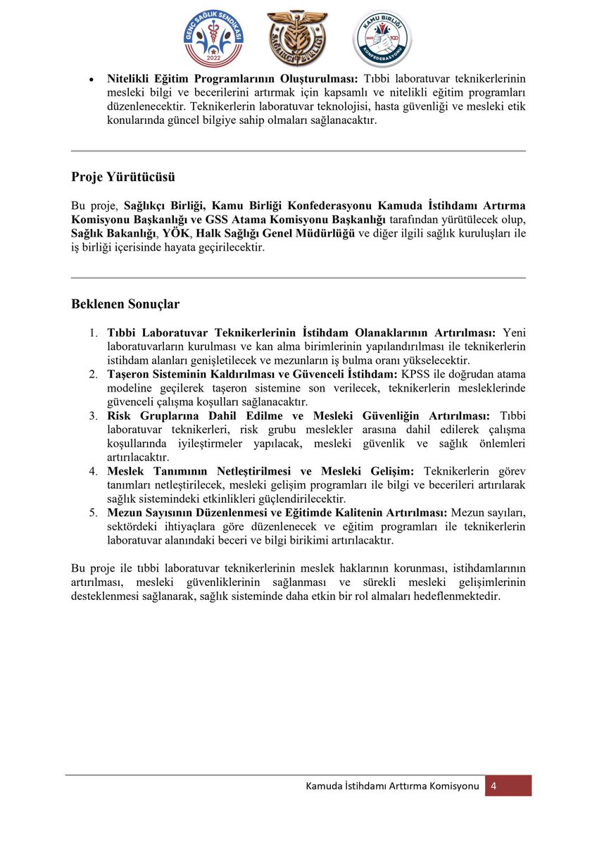 Tıbbi Laboratuvar Teknikerleri için hayata geçirdiğimiz “Stratejik İstihdam ve Mesleki Güçlendirme Projesi” kapsamında, branşın hak ettiği istihdam sayısına ulaşması ve mesleki itibarın yeniden kazandırılması hedeflenmektedir.

Sayın <a href="/drmemisoglu/">Prof. Dr. Kemal Memişoğlu</a>, bu proje meslek adına kapsamlı
