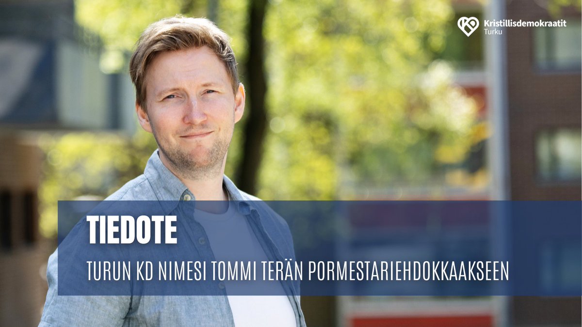 Turun KD:n syyskokous nimesi yksimielisesti puheenjohtaja Tommi Terän osaston pormestariehdokkaaksi ensi kevään kuntavaaleihin!

Lue tiedote kokonaisuudessaan täältä: bit.ly/4gFtBu6

<a href="/terantomppa/">Tommi Terä</a> <a href="/KDpuolue/">Kristillisdemokraatit | KD</a> #turku #kuntavaalit2025 #järjenääni