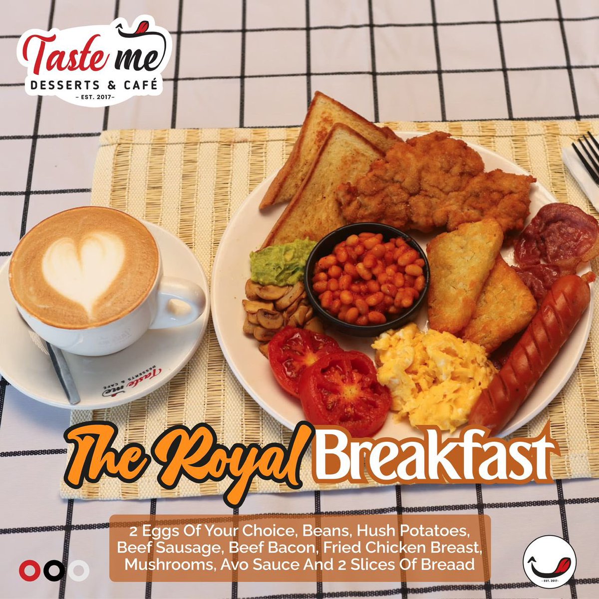 TasteMeDessert's tweet photo. Start your day with a feast fit for royalty! πβ¨ Our new *Royal Breakfast* is here to elevate your mornings with the finest selection of flavors. Because you deserve nothing but the best to kickstart your day! π³π₯π #RoyalBreakfast #DessertHub #TheArtOfFlavours #OnlyAtTasteMe #TasteMeTanzania #daressalaam #tanzania #twittergulio #zanzibar