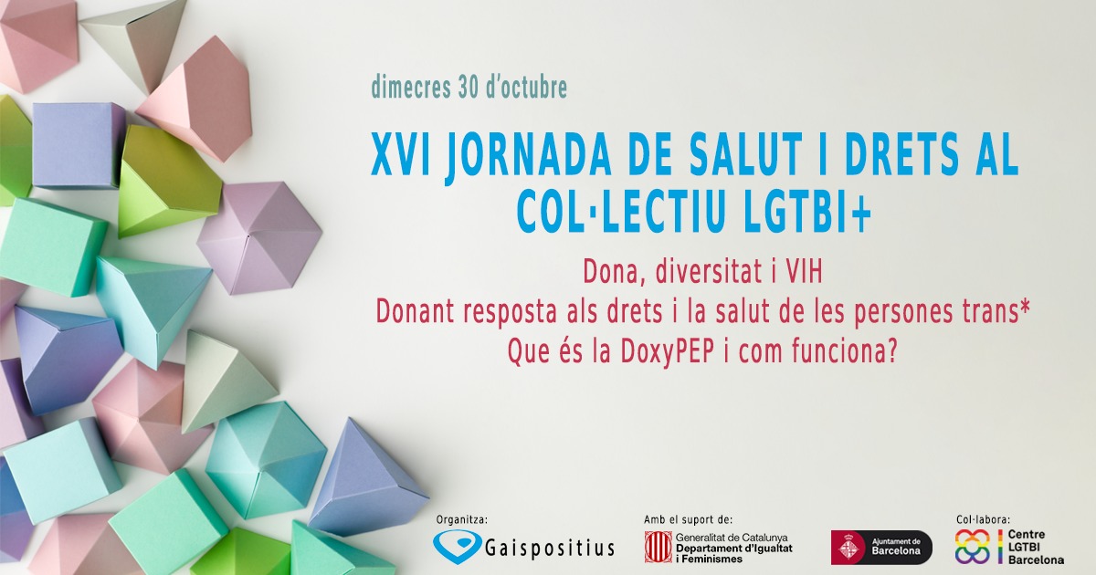📝 XVI Jornada de Salut i Drets al Col.lectiu LGTBI+

📣 Reserva la data!!

📅 30 d'Octubre
🕕 18h
📍Centre LGTBI de Barcelona