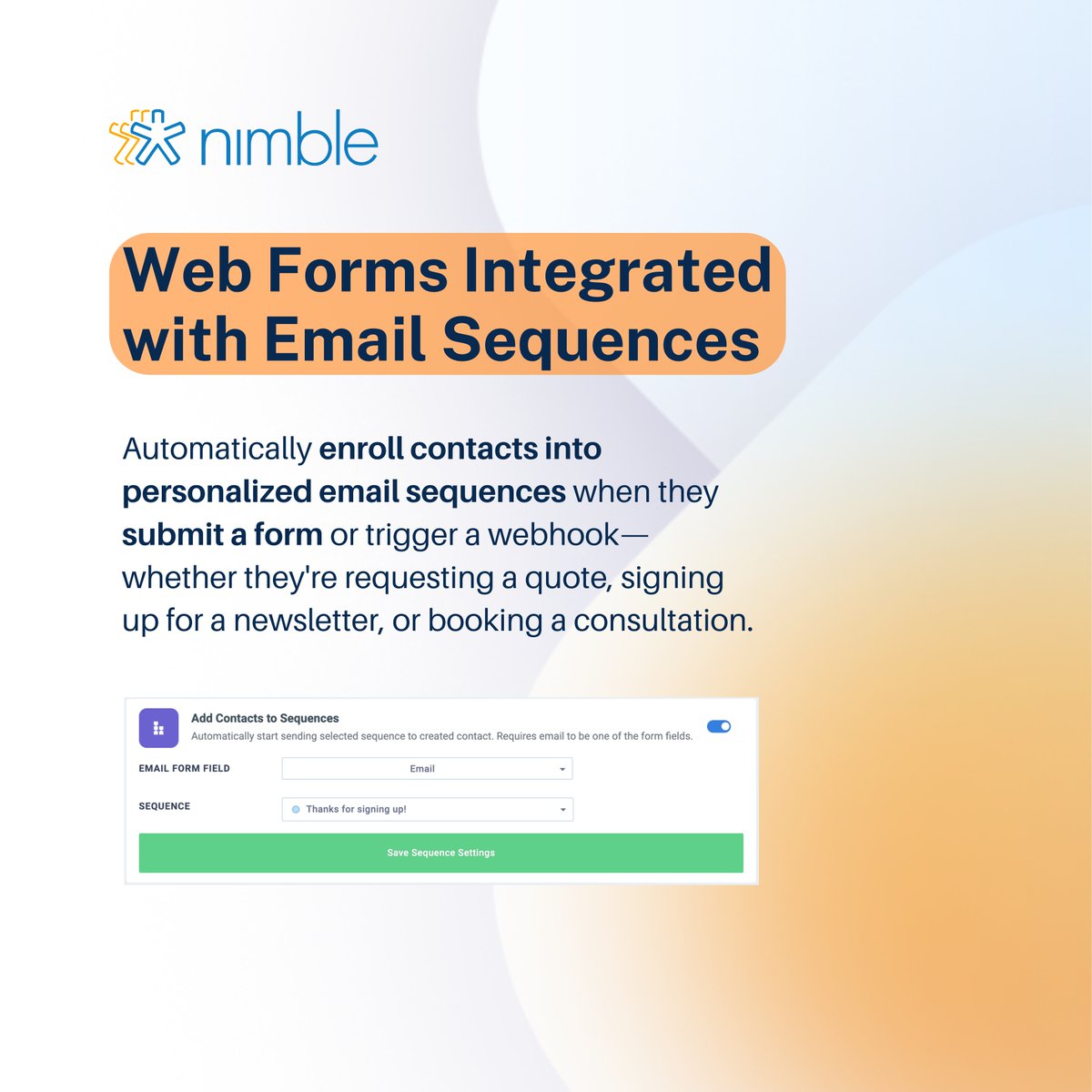 Nimble's tweet photo. 🚀 [Product Update] Spend less time on manual and repetitive tasks—and more time building relationships with our new Email Sequence Automation!
​
Try it now and see how effortless automation can transform your process: https://t.co/K0Lgt6n8Yp https://t.co/pRS7V2dcUA