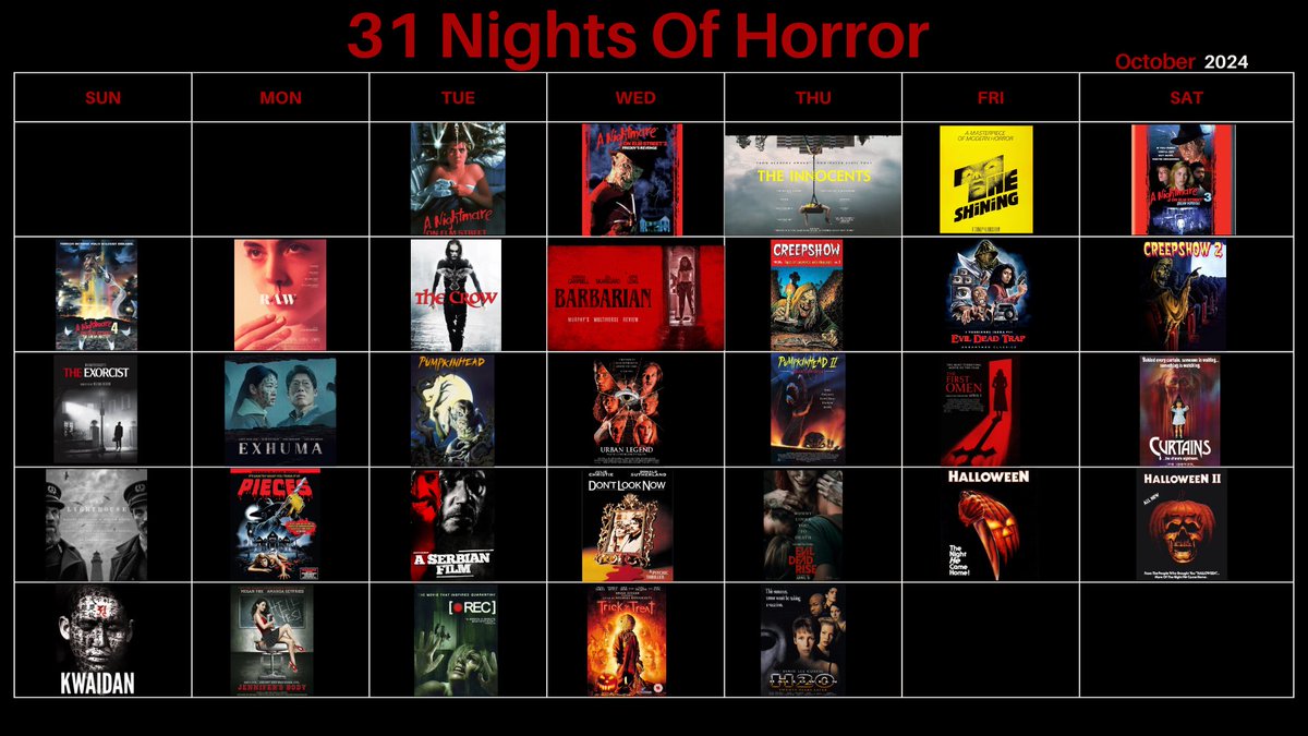 Another year watching a Horror Movie Every Night of October on Kick kick.com/diodademon  👻