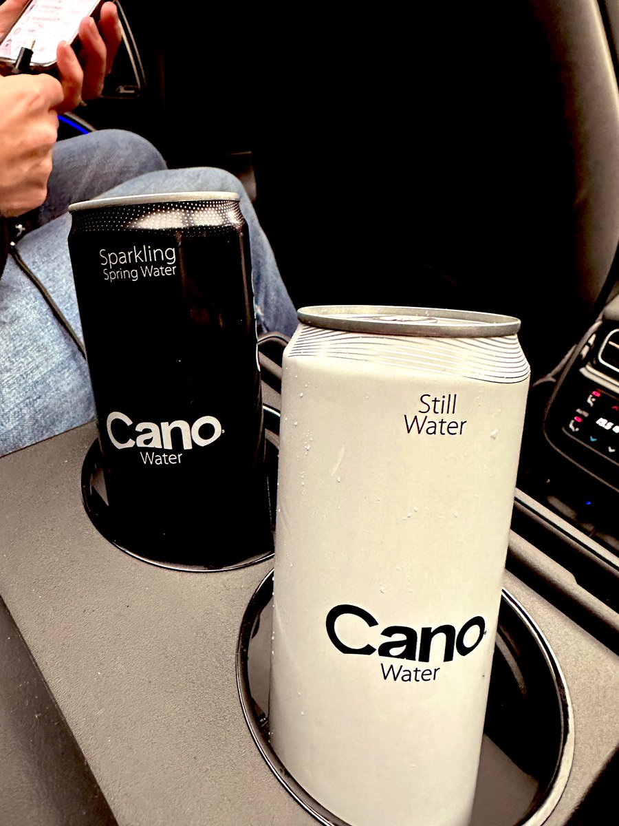 AlisonBurnsJazz's tweet photo. The driver of our car today just gave us water for the journey! Not just any water though. Delighted to have our first @canowater experience! 👍 @rickygervais  I’m on sparkling https://t.co/T9mJ5qH4IT