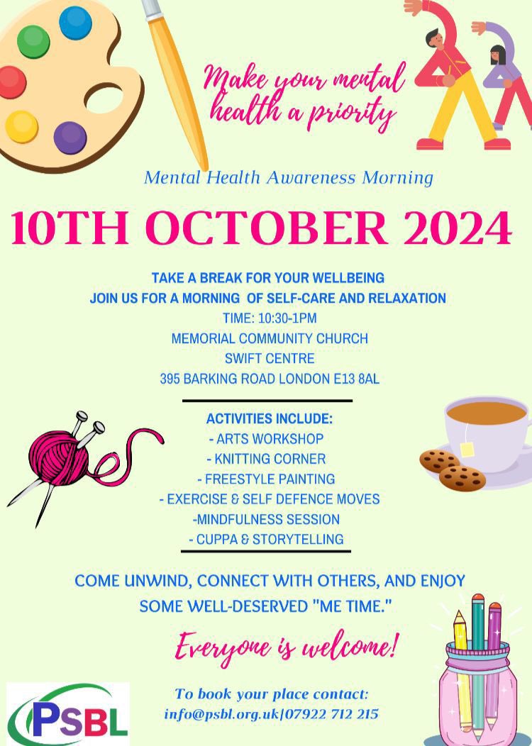 Join us for our Mental Health Awareness event! 🧠✨ 

Don’t miss the chance to take a step back, recharge, and focus on what matters most - YOU! 💚 

#MentalHealthDay #SelfCare #MentalWellness